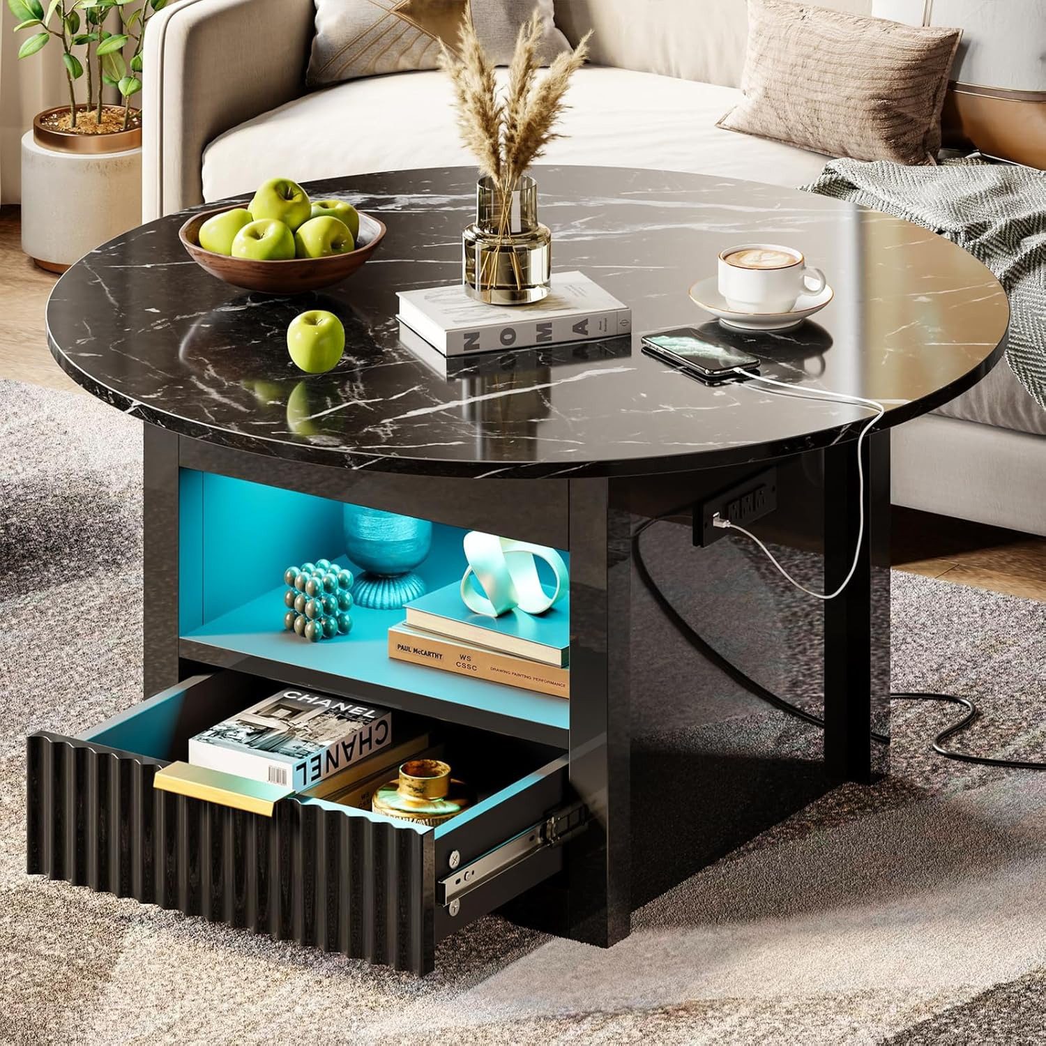 Bestier LED Lift Top Coffee Table