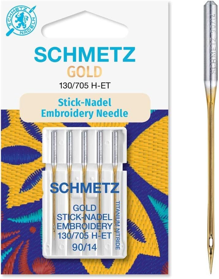 Schmetz Gold Titanium Embroidery Needles